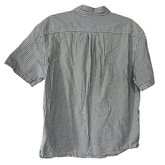 Roundtree & Yorke Men's Button Down Shirt Short Sleeve L Large Green Gingham - Picture 2 of 6
